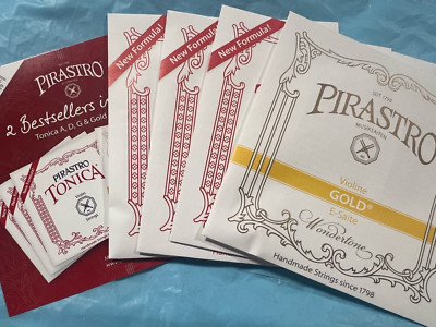 Pirastro 100% Tonica Violin Strings Set 4/4 A,D,G with Gold Label E Ball