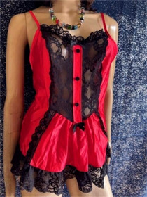 VTG SECRET ACCENTS BABY DOLL LINGERIE LACE TRIM SZ M
