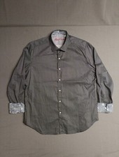 Robert Graham Mens Black Geometric Long Sleeve Flip Cuff Button Shirt XL Mint   