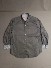 Robert Graham Mens Black Geometric Long Sleeve Flip Cuff Button Shirt XL Mint 👌