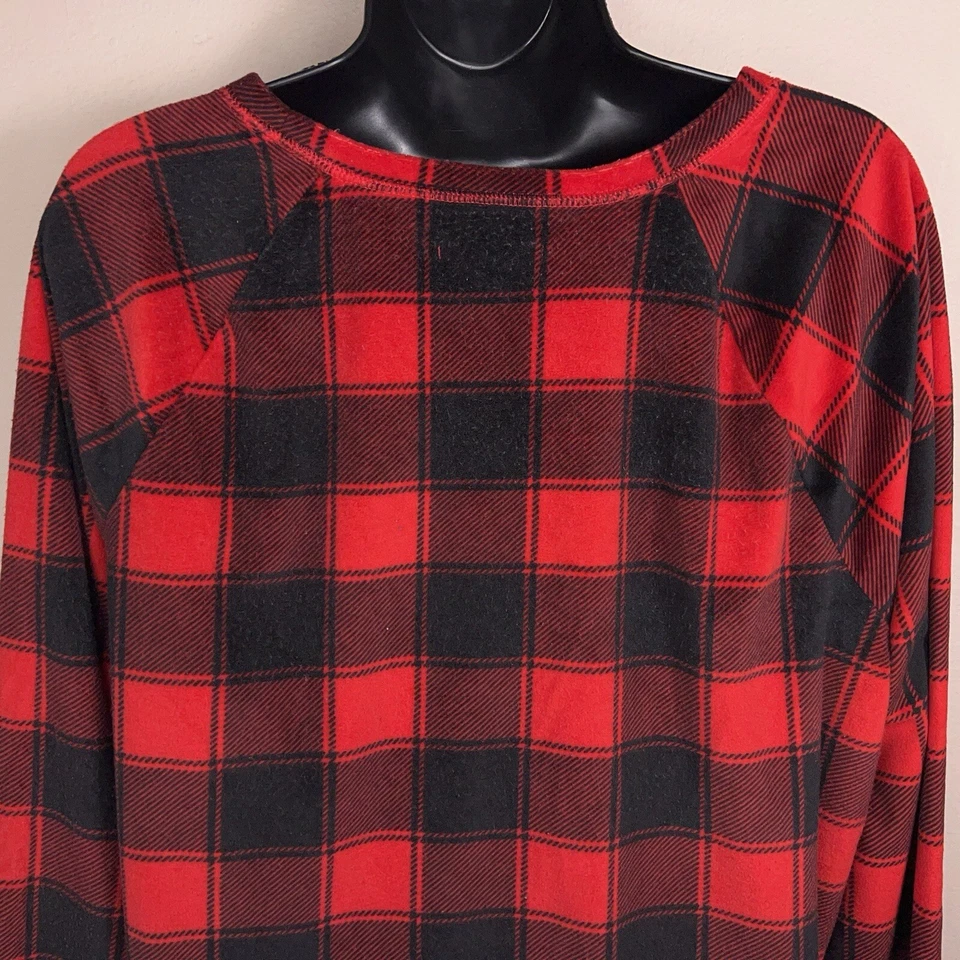 XL SONOMA ROJO NEGRO POLAR FRANELA A CUADROS INFORMAL ACOGEDOR MANGA LARGA MUJER Foto 2 de 4