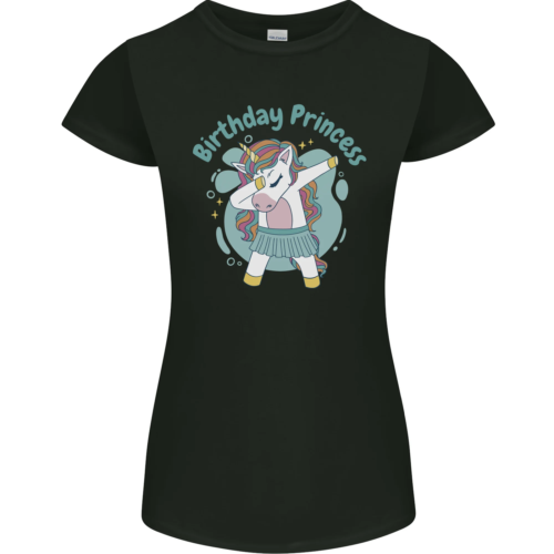 Unicorn Birthday Princess 4th 5th 6th 7th 8th Womens Petite Cut T-Shirt - Picture 1 of 8