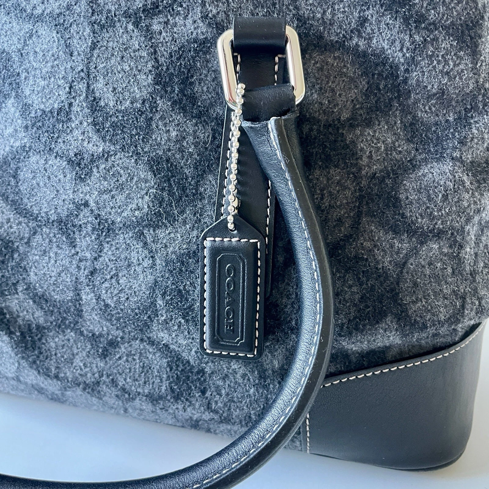 Borsa a mano vintage Coach Signature C in lana e pelle F1J 7723 Y2k