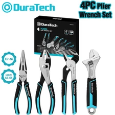 DURATECH 4PIECE Plier Set 8" Slip Joint Groove Joint Needle Nose Plier 8" Wrench