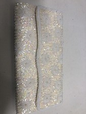Vtg Beaded And Sequined Satin Evening Clutch Starburst Design