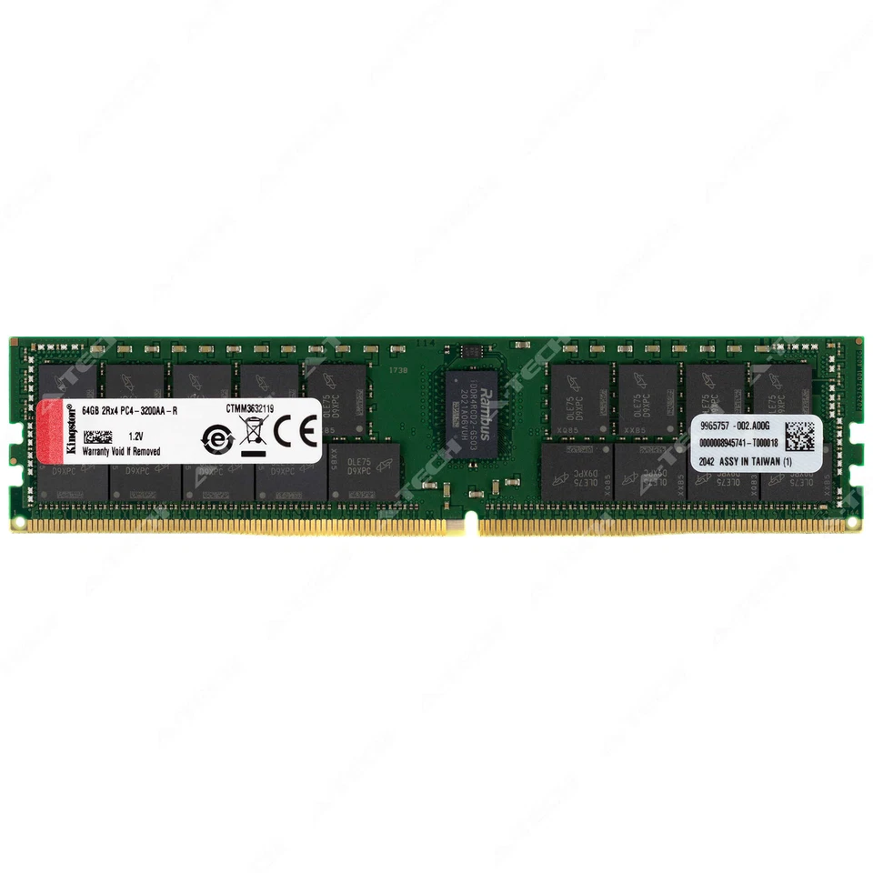 Kingston 64GB 2Rx4 PC4-3200 RDIMM DDR4-25600 ECC Registered Server Memory RAM 1x