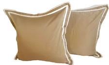 Nautica Beige Ivory 24 Square Shams 2 100 Cotton India Jacquard Trim