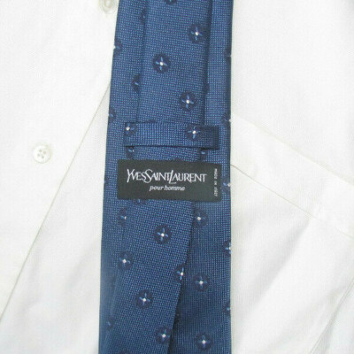 NWOTCurrent YSL Yves Saint Laurent Bluewith White Dots Silk Tie 60