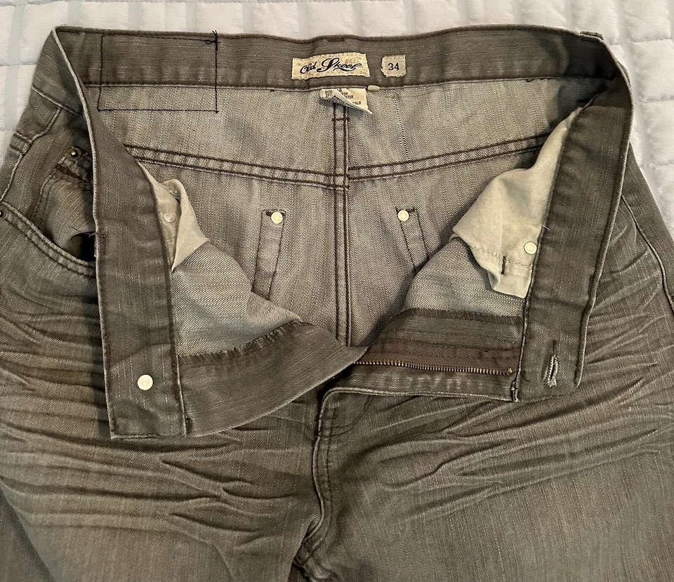 Pantalones de mezclilla vintage Old Skool para hombre 34X29 gris holgados pierna ancha hip hop grunge ¡Y2K! Foto 4 de 4