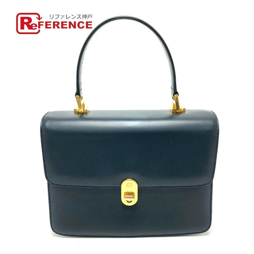 Gucci 000.109.0121 Turnlock Sideline Handbag Bag Vintage Leather Ladies Navy Use