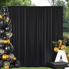 10x10ft Black Backdrop Curtain with Rod Pockets, Wrinkle Free Backdrop Curtai...