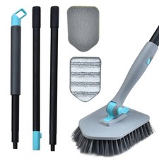 Long Handled Scrub Brush for Shower,3-in-1 Cleaning Brushes with 3 Different ...