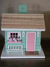 Home Bazaar Wood She Shed Birdhouse  Mint/Pink