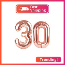 40 Inch Rose Gold Number 30 Balloons Foil Digital Helium Number Balloons