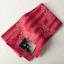Freak Half-Width Obi Hydrangea Red for Yukata, Kimono, Hakama, Used