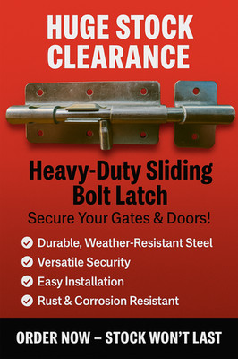 Heavy-Duty Sliding Bolt Latch - Weather-Resistant Steel, Rust-Proof Security Sol