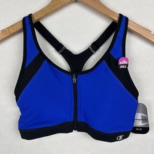 Champion B7920 Womens Small Zip Front Sports Bra Flight Blue NWT MSRP 42 Vapor