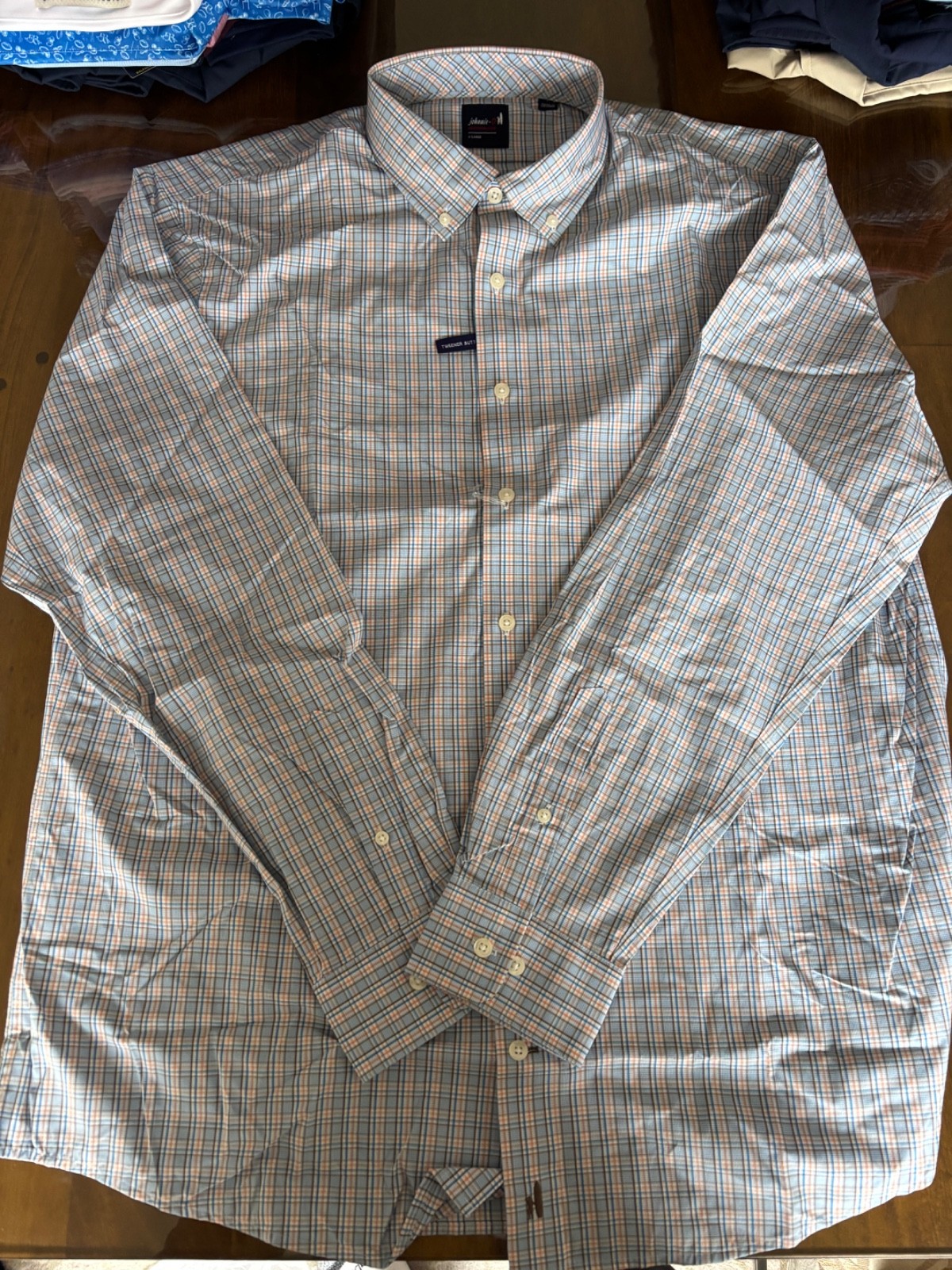 Nwt Men's Johnnie-O Button Down, Size: Xl, Color: Blue/Orange Plaid (M1.24)