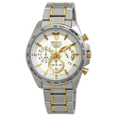 New SEIKO Chronograph SSB309P1 Silver Gold Quartz 8T63 Stainless Steel