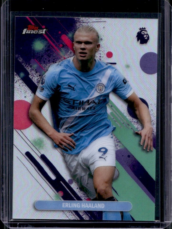 2025-26 Topps Finest Premier League Erling Haaland Common Refractor #61 Man City view 1