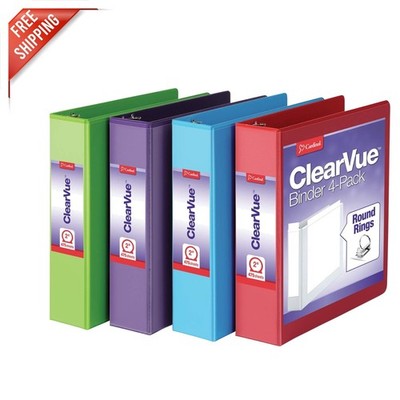 Colorful 4-Pack 2-Inch 3 Ring Binders, Durable & PVC-Free, Holds 475 Sheets