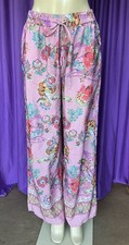 TAHARI Mauve Pink Multi Paisley Wide-Leg Colorful Pants Size M