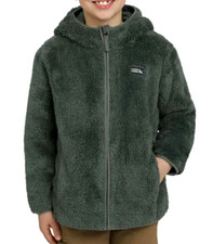NEW Eddie Bauer Youth Pile High Hoodie Jacket GREEN Small 7/8 Warm Unisex Sherpa