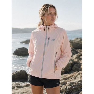 New Balance Windbreaker Jacket Womens S Pink Running  Hooded Full Zip