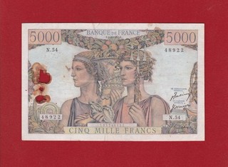 Billet de 5000 francs TERRE ET MER 5 / 06 / 1951