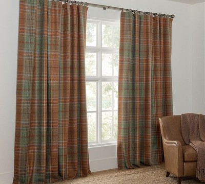 Pottery Barn-Woodrow Plaid Curtain - Set of 2