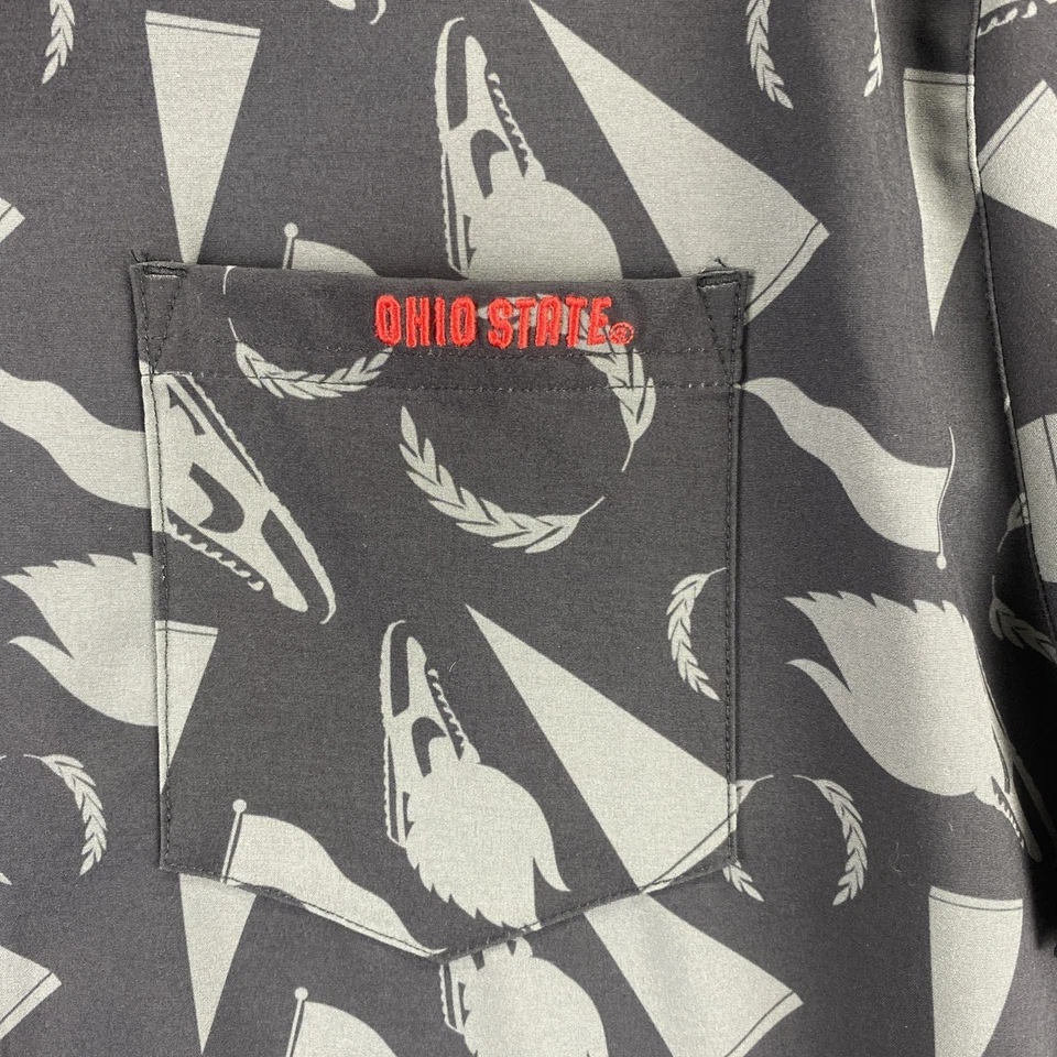 Camisa Nike Dri-Fit Ohio State Botones XL Negra Gris Estampado Completo Manga Corta Foto 4 de 4