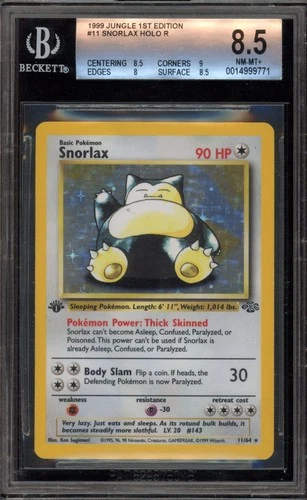 Pokemon Snorlax Jungle 1st Edition Holo Rare #11 BGS 8.5