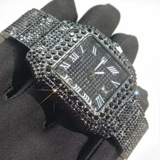 Luxury Blue Iced Out Men s Watch Diamond Stainless Steel Hip Hop Quartz