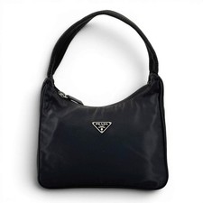 Auth Prada Nylon Mini Handbag Pouch Black