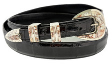 Sterling Silver .925 Ranger White Turquoise Stones Belt Buckle 36 Alligator