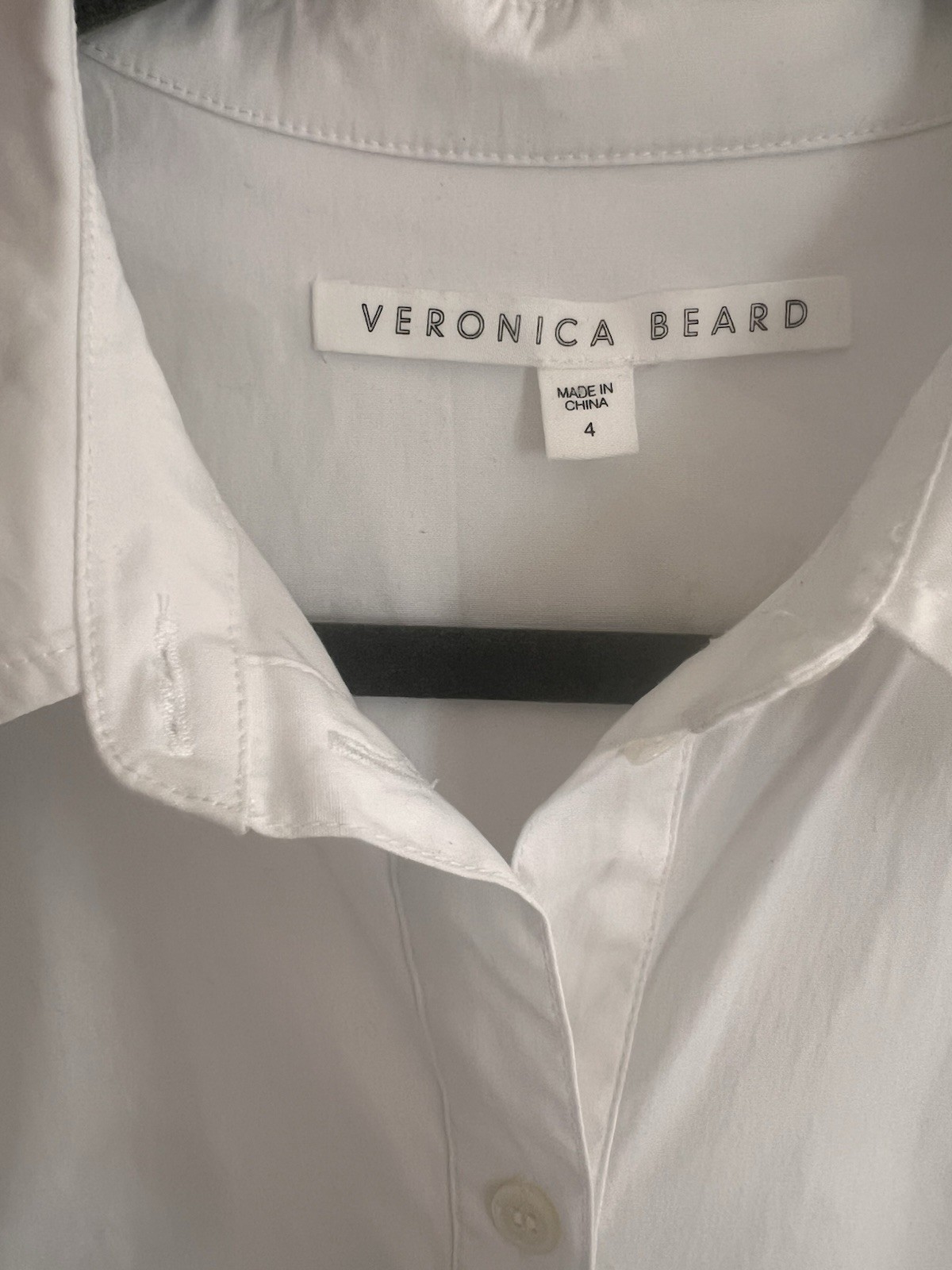 Veronica Beard White Button Down CottonRuched Dre… - image 9