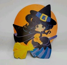 Vintage Dennison Rare Witch Girl Halloween Die Cut  One Sided Good Condition 