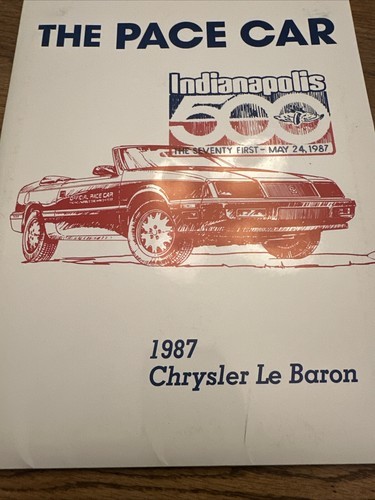 1987 Chrysler LeBaron Indy 500 Pace Car Press Kit Media Caroll Shelby Photo