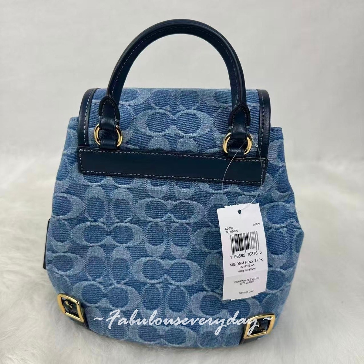 Coach Hadley Backpack In Signature Denim Gold/Indigo CDB95 