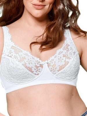 Naturana BH Vollschale ohne Bügel Komfort Träger BH ungepolstert weiß Dessous