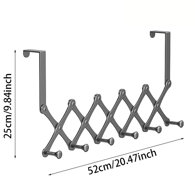Выдвижная над дверью стойка для крючков - 6 крючков расширяемая вешалка экономия места - Изображение 3 из 4