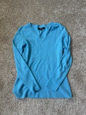 Alex Marie Sweater Women  s Medium Vanessa Blue 100 Cashmere V Neck Knit Top