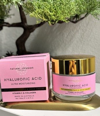 Natural Infusion Hyaluronic Acid Replenishing Face Neck Cream 3.38 oz Collagen