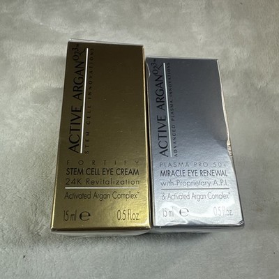 NEW Lot Of 2 Active Argan 24k Revitalize Stem Cell Eye Cream 0.5 fl oz Miracle