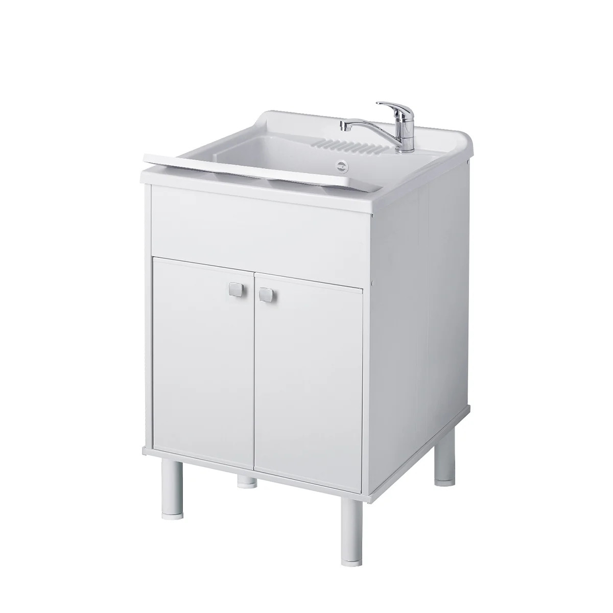 Meuble buanderie PVC 2 portes avec bac Negrari 9052K L80 cm