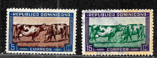 HICK GIRL - GEBRAUCHTE BRIEFMARKEN DOMINIKANISCHE REPUBLIK SC#391-92 1882 KÜHE H843