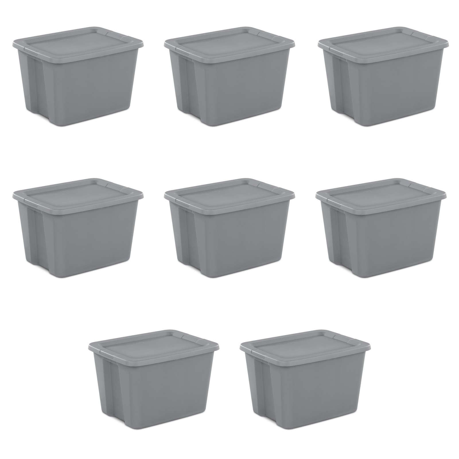 8-Pack Gray Sterilite 18-Gallon Stackable Storage Bins with Snap Lids