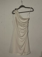 Lauren Ralph Lauren One Shoulder Ruched Beaded Sheath Dress White Size 12