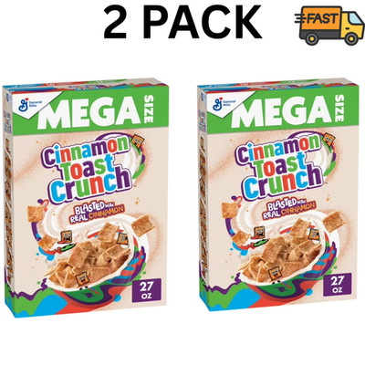 Cinnamon Toast Crunch Cereal - Mega Size 27 oz Boxes - Bulk - (2 pack)