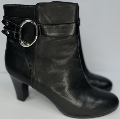 Ralph Lauren Black Myla Ankle Boots US 10 Leather Silver Accent UK 8.5 EU 42